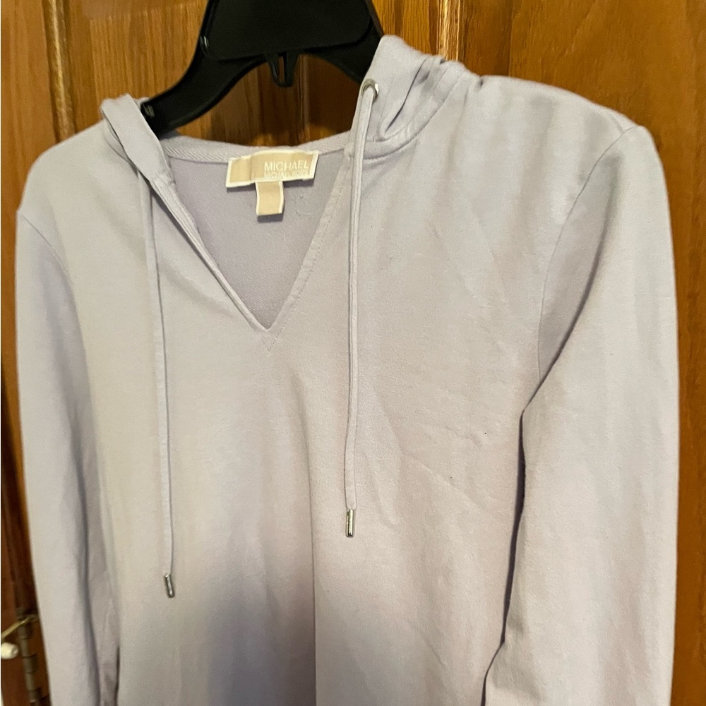 Michael Kors Light Lavender V-Neck Hooded Pullover